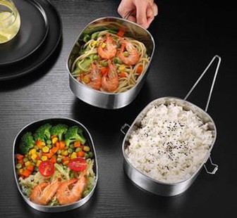 Blwch Bento Cinio Dwbl Haen Dur Di-staen